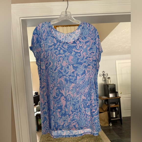 Lilly Pulitzer Etta Scoop Neck Tee XL EUC - Picture 1 of 3